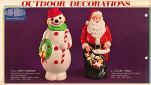 snowman and Santa vintage blow molds