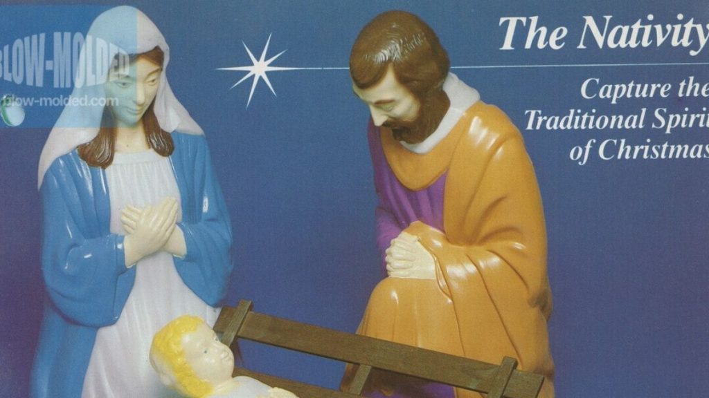 Vintage Empire Plastics catalog page featuring nativity scene.