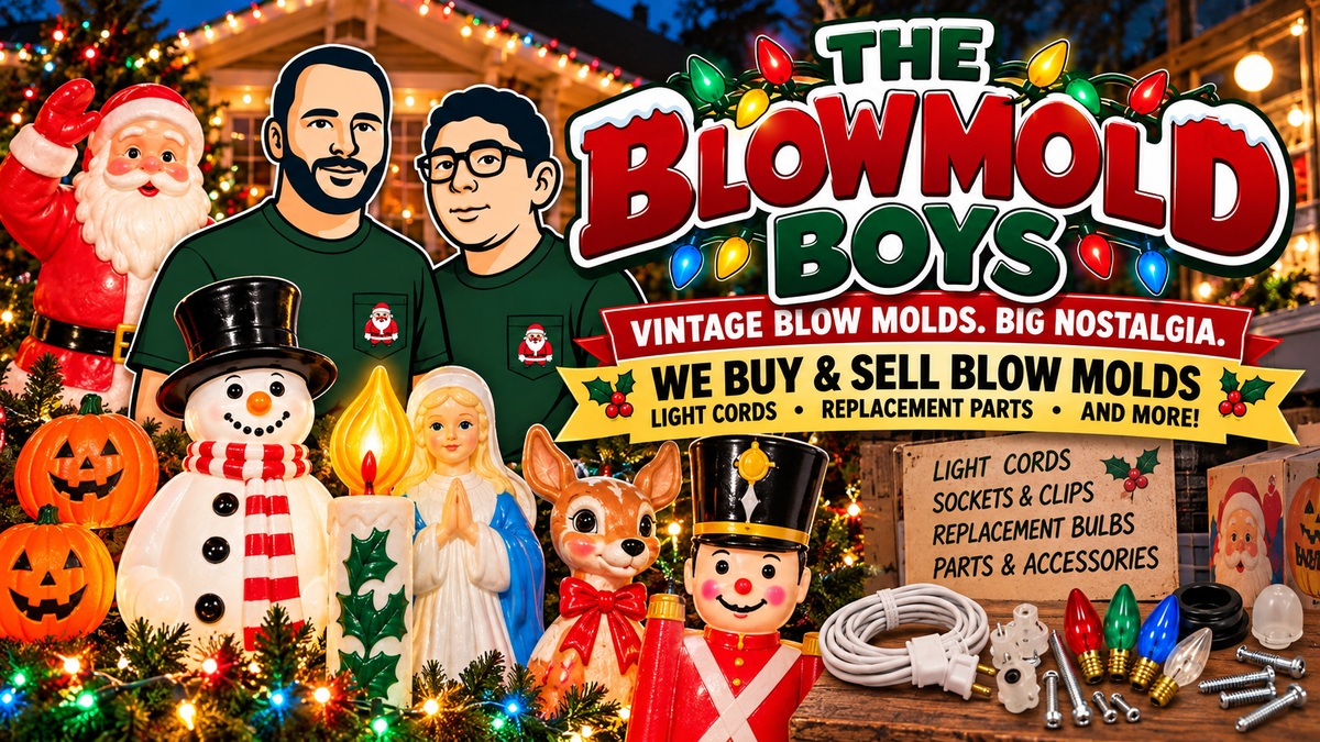 The Blow Mold Boys vintage Christmas blow molds, light cords and replacement parts