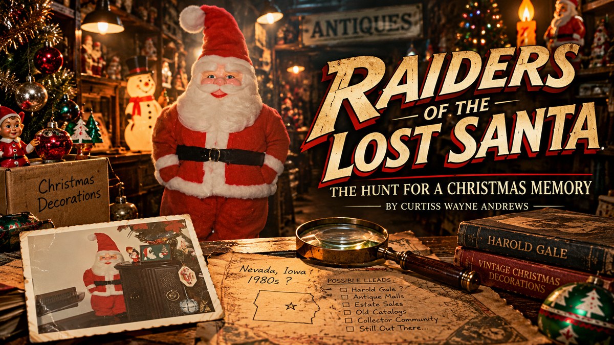 Vintage Santa from Curtiss Wayne Andrews' childhood photo featured in his search for a possible Harold Gale Santa