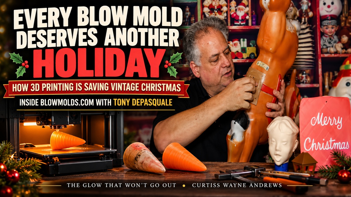 Tony DePasquale of BlowMolds.com demonstrating vintage blow mold restoration and 3D-printed replacement parts