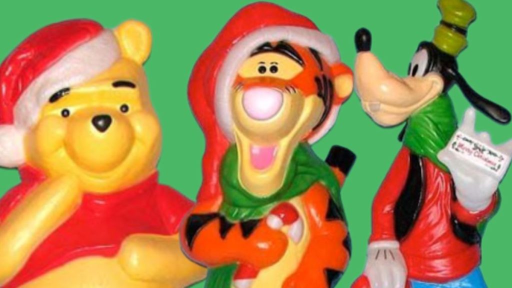 Winnie the Pooh, Tigger & Goofy Santa's Best vintage blow molds