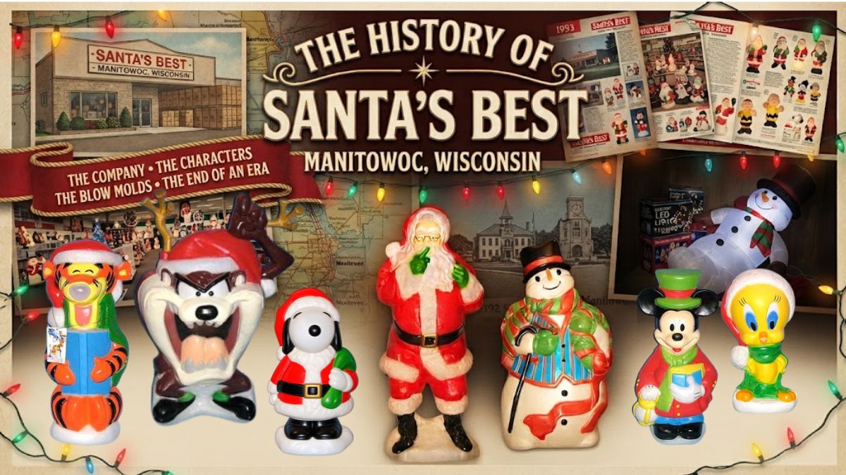 Santa's Best vintage Christmas blow molds and character decorations representing the company's blow mold history