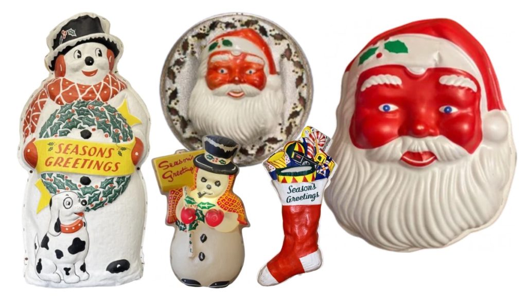 Variety of NOMA Christmas decorations & blow molds from the 1950s & 1960s
