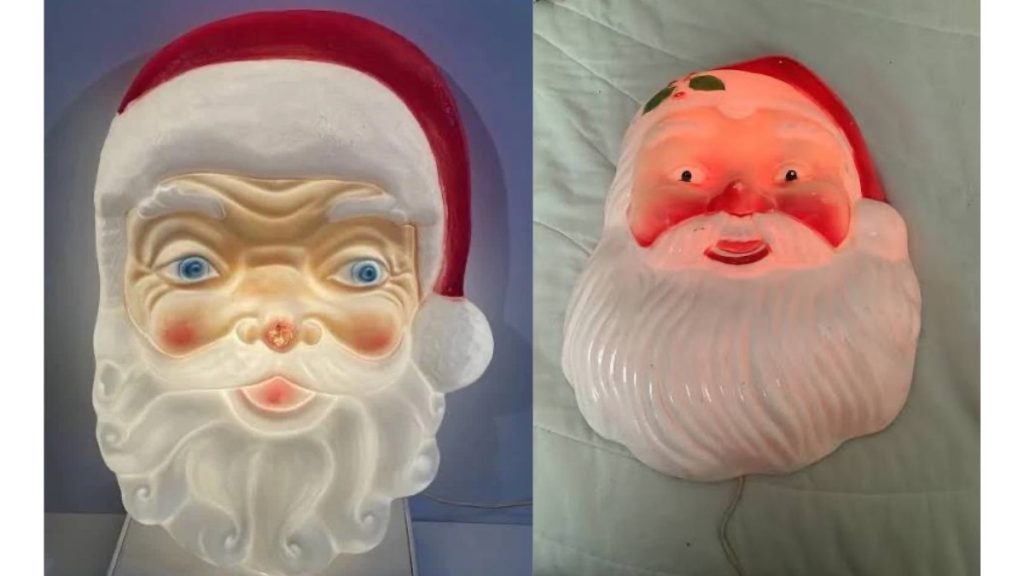 Famous NOMA wall mounted Santa face blow molds, circa 1950-1960s